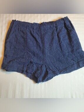 Time and Tru Linen Blend Striped Shorts, L (12-14), Navy